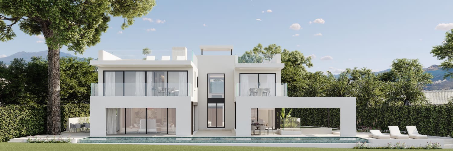 Villa Los Monteros architectural facade render